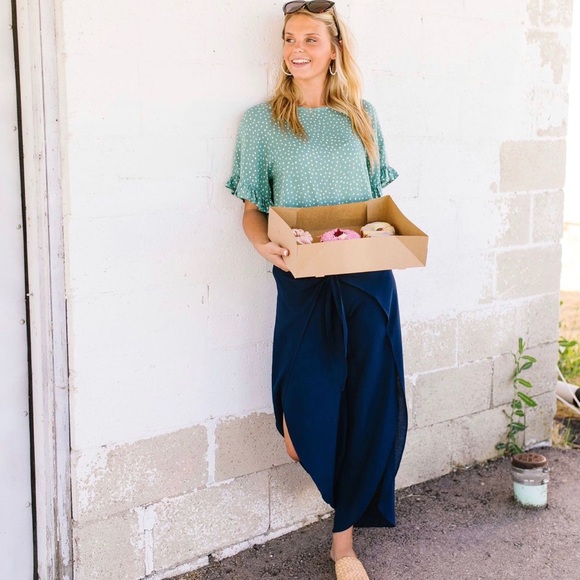 FINAL PRICE❗️ Wrap Fall Up Tie Front Pants In Navy - Picture 6 of 8